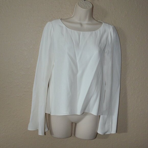 Sz XS Ramy Brook White Bell Sleeve w/ Slit Long Sleeve Blouse - Picture 1 of 5